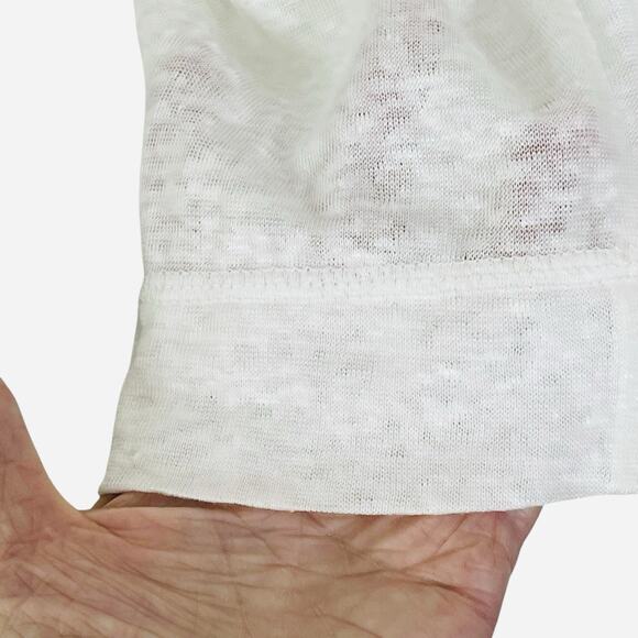 Escada Sport Tunic Top XL 100% Linen Lagenlook Pintucks Faux Pearl Accent White - Picture 7 of 12